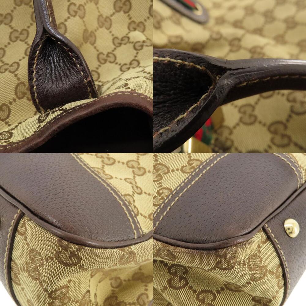 Gucci Canvas GG web Bag Brown Line Sherry Tote - Picture 9 of 11